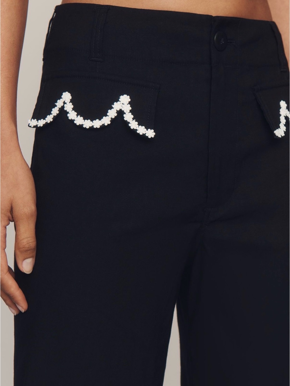 NWT ANTHRO Colette Scalloped Crop Wide-Leg Pants by Maeve (size 31) - Picture 4 of 9